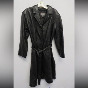 NWOT Wilsons Leather Black Belted Trench Coat Size XL